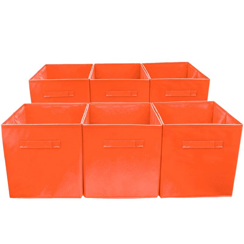 Sorbus Foldable Storage Cube Basket Bin (6 Pack, Orange)