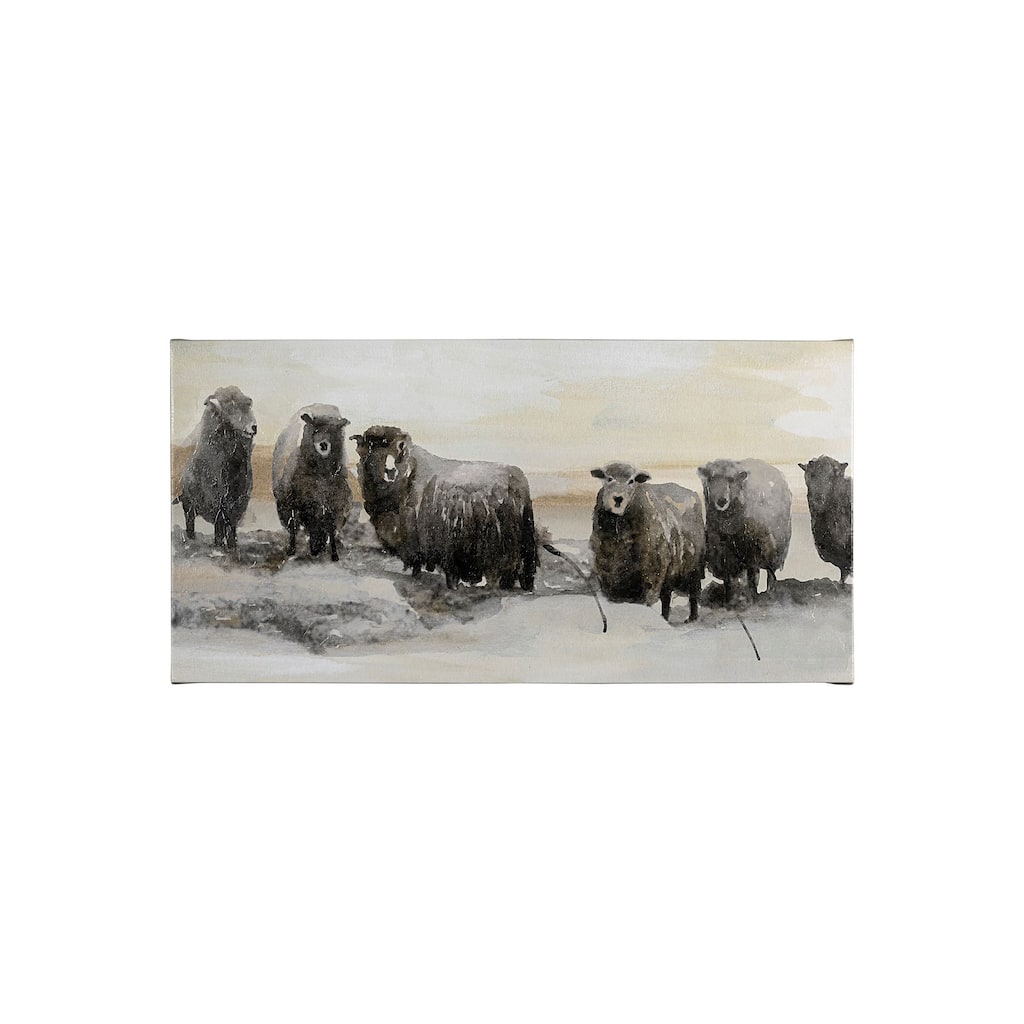 Winter Sheeps I (22 x 44) Canvas Art Print