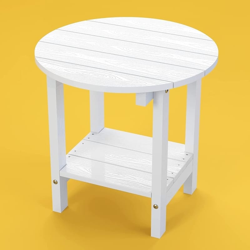 WINSOON HIPS All Weather Outdoor Side Table - R-White
