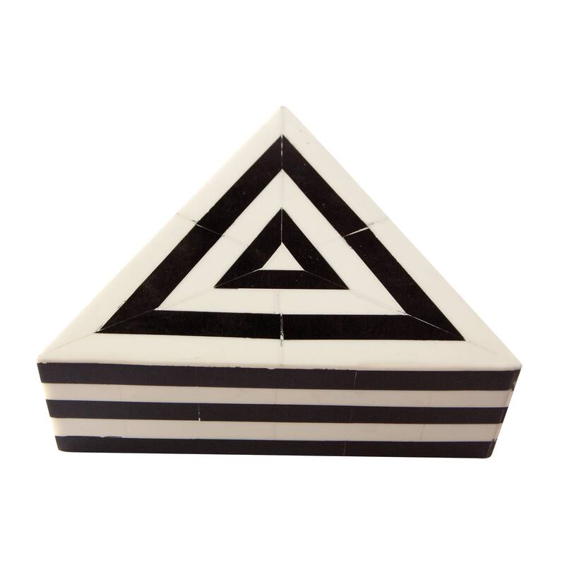 Striped Reclaimed Wood and Resin Triangular Box - 7.0"L x 6.0"W x 2.5"H - Multi - 7.0"L x 6.0"W x 2.5"H