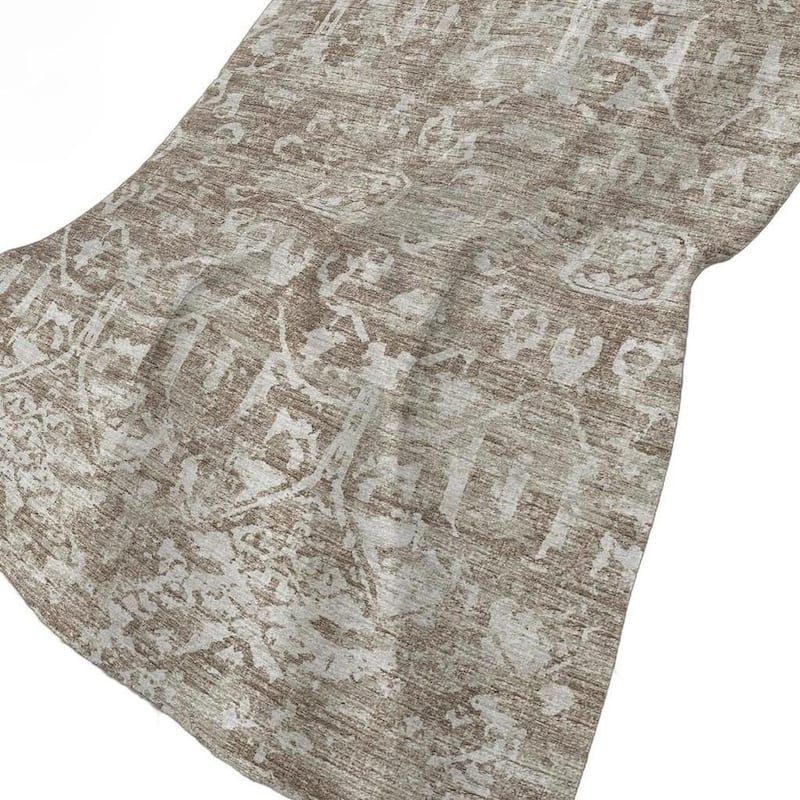 HomeRoots 50" X 70" Taupe And Beige Damask Polyester Woven Plush Throw Blanket