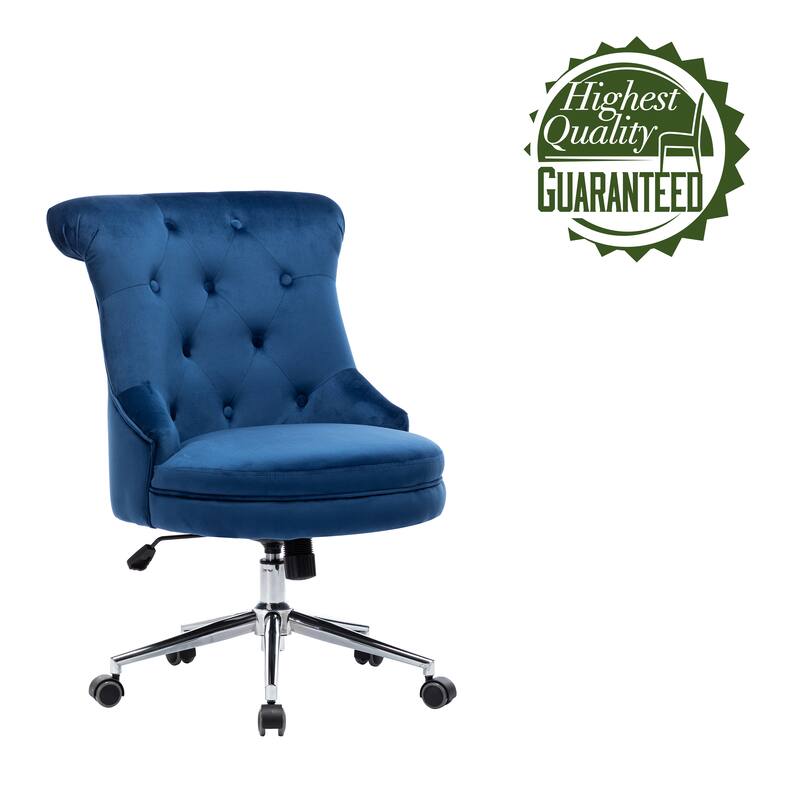Porthos Home Itzel Velvet Desk Chair With Swivel, Wingback Design