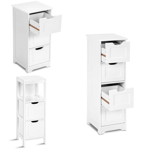 Costway Bathroom Floor Storage Cabinet Free Standing 4 Drawers White