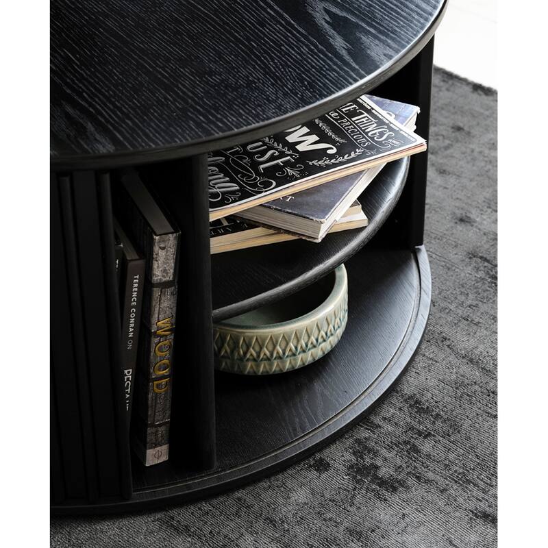 Rye Studio Contemporary Black Oak Coffee Table with Hidden Storage - 33.5"W x 33.5"L x 17.75"H