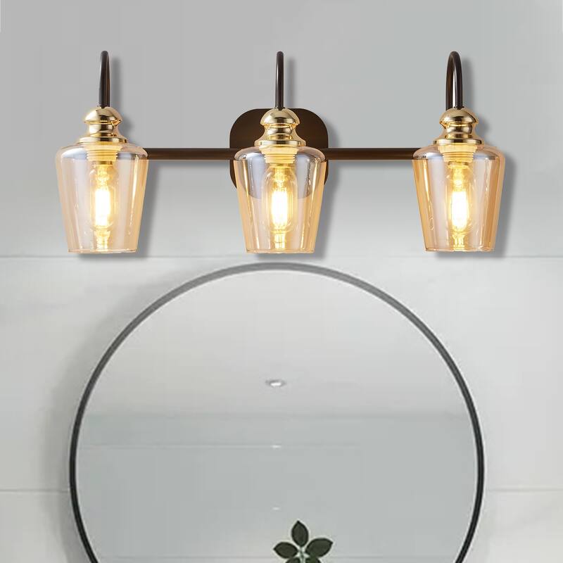 Luxury 3 Lights Bathroom Vanity Lights Rose Gold with Clear Glass/ Wall Sconce Lighting