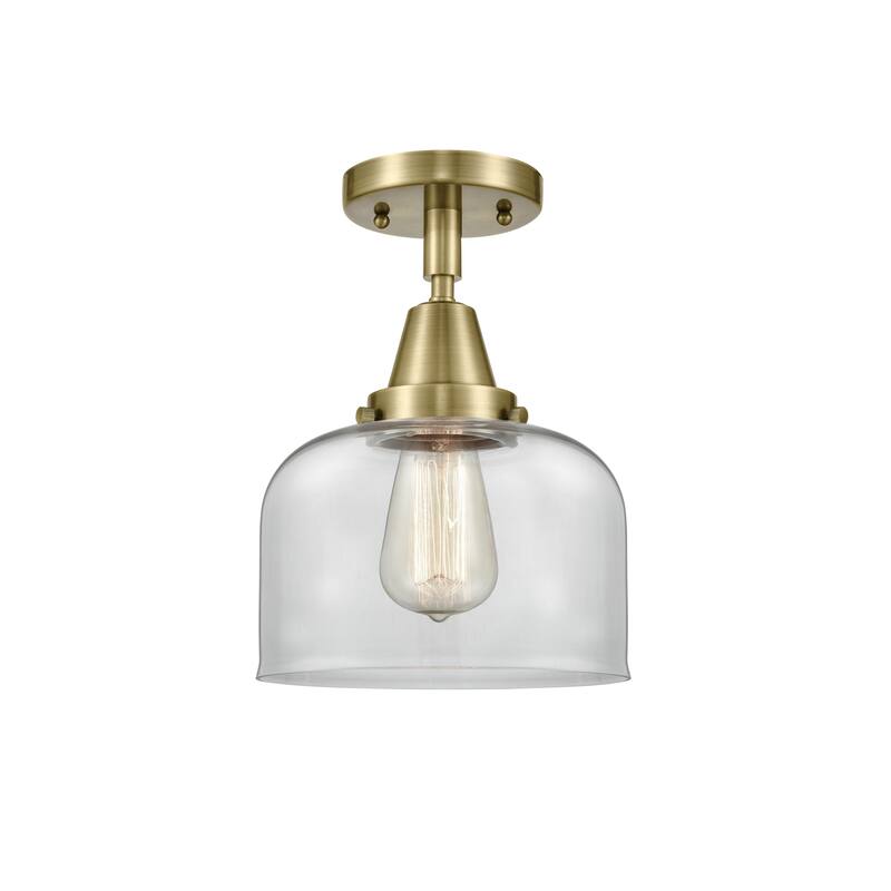 Innovations Lighting Caden Bell - 1 Light 8" Flush Mount - Antique Brass/Clear