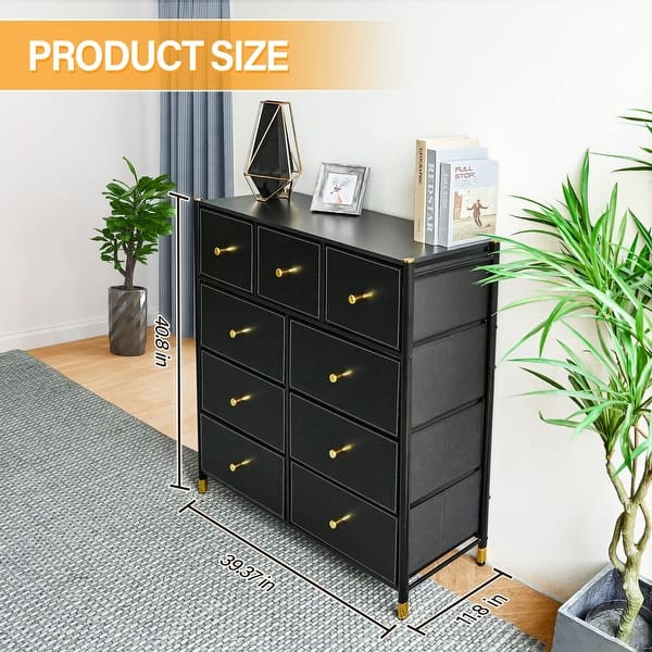 Luxury 9 Drawer Dresser for Bedroom Chest of Drawers with PU Leather  Surface Wood Top Storage Unit - Bed Bath & Beyond - 38233743