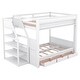 preview thumbnail 8 of 7, White Full Size Convertible Design Wood Bunk Bed with Storage Staircase, Bedside Table, and 3 Drawers