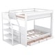 preview thumbnail 9 of 16, White Multifunctional Convertible Wood Bunk Bed w/ Storage Staircase, Full Size Pine Wood Bed w/3 Drawers, Full-length Guardrail