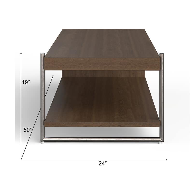 Magnussen Home Baxton Sienna Ridge and Brushed Pewter Rectangular Cocktail Table - 50''W x 24''D x 19''H