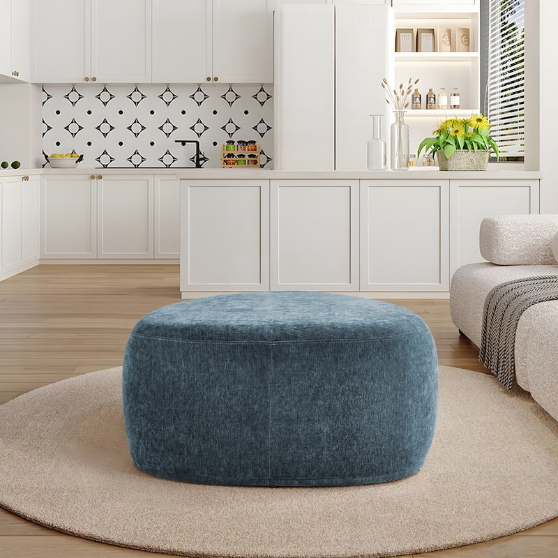 Leon 43" W Modern Oversized Chenille Triangular Cheese Ottoman
