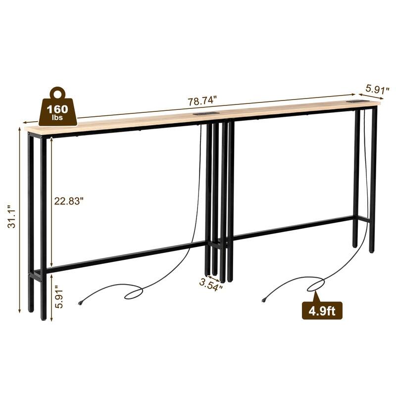 2-piece Set Triamine + Iron 200 * 15 * 79cm with Power Strip Foyer Table