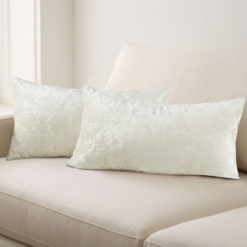 Rancho Crushed Velvet Throw Pillow Cover Set, NO INSERT - 14" x 26" - Gardenia