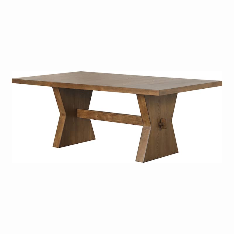 Furniture of America Yanse Farmhouse 7-Piece Rustic Oak Wood Dining Table Set
