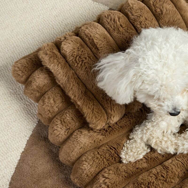 TOWN & COUNTRY LUXE CuddleTown Ribbed Bubble Stripe Pillow Crate Mat Pet Bed Dark Grey XS Dogs