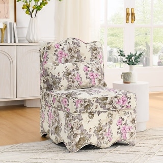 Floral Design Accent Chair with Soft Seat Cushion and Backrest
