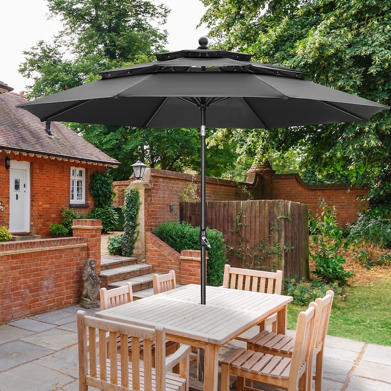 Ainfox 10ft Patio Umbrella 3-tier Outdoor Umbrella Without Base - Black