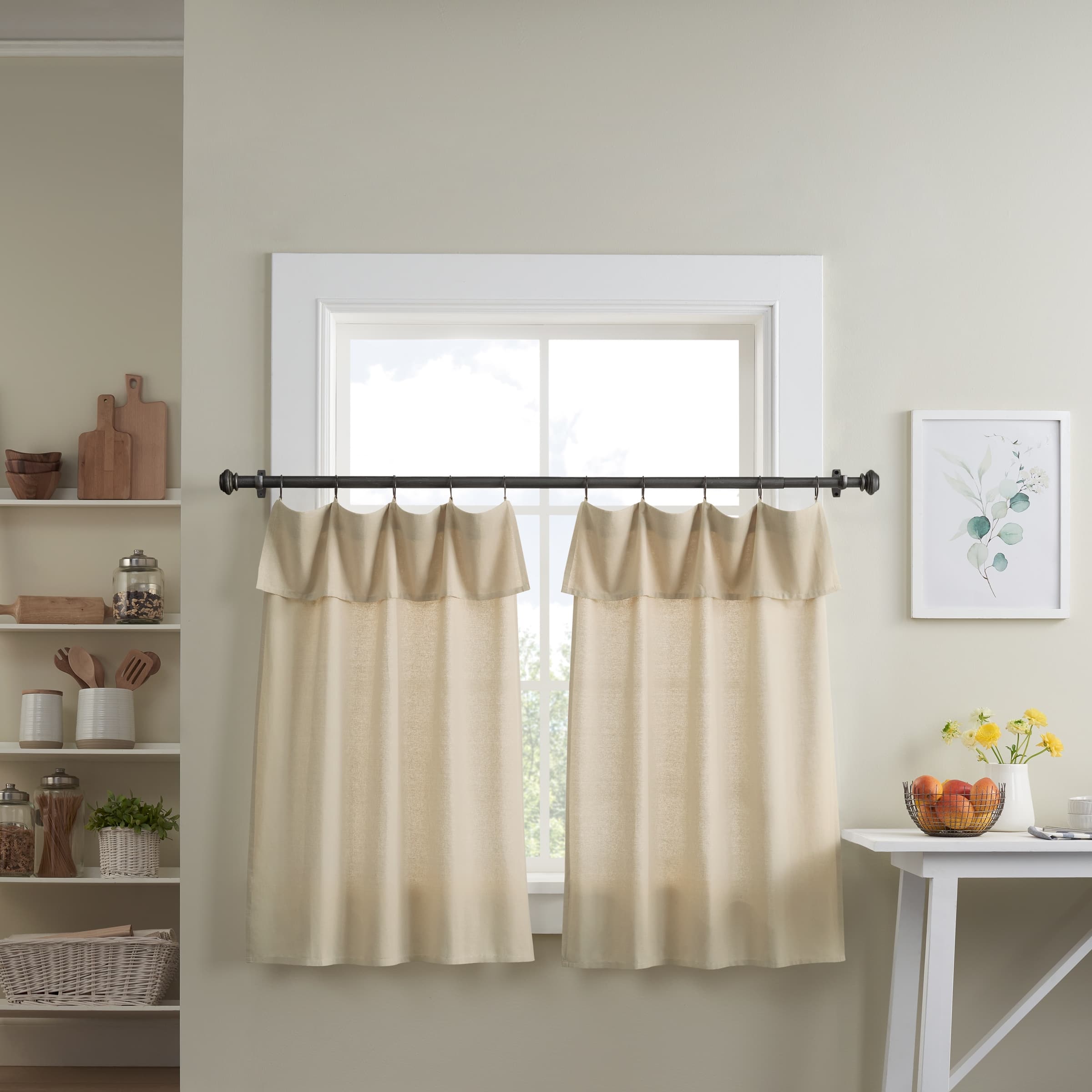 Mercantile Drop Cloth Tier Curtain Panel Pair with Valance, Light ...