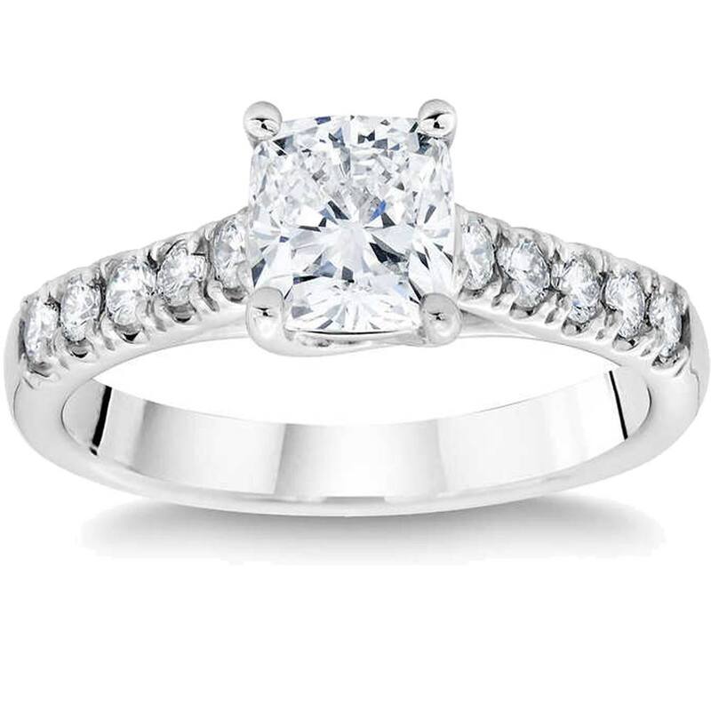 1 1/2 Ct Cushion Diamond Engagement Ring White Gold Lab Grown