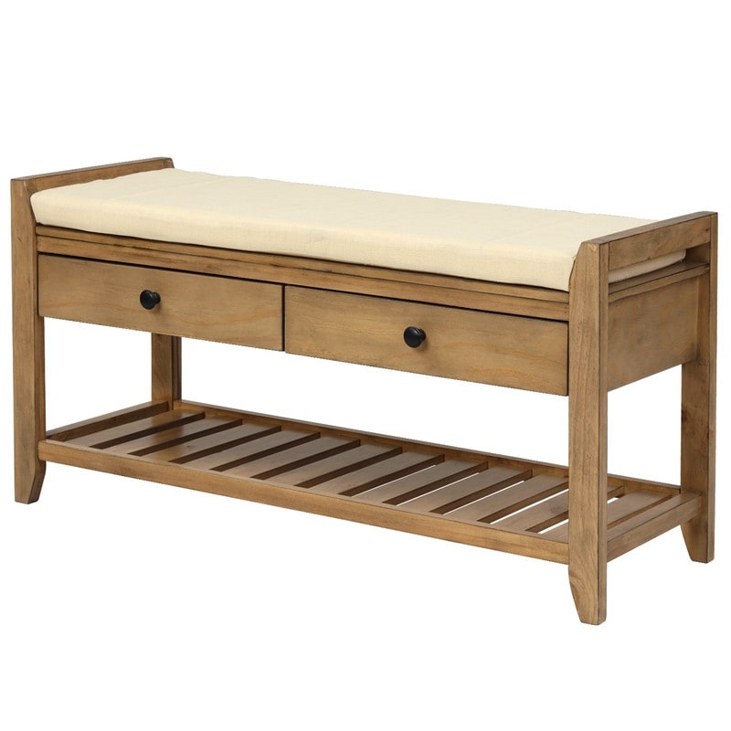 Shoe Rack with Cushioned Seat for Entryway Storage Bench Bed