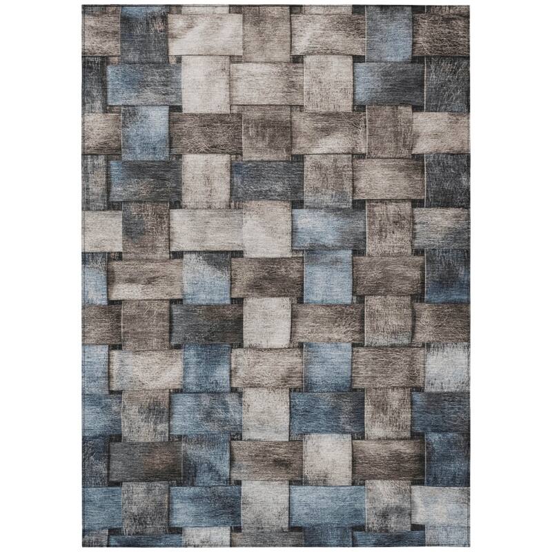 HomeRoots Striped Transitional Rectangle Outdoor Rug
