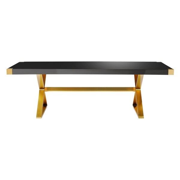 adeline goldtone stainless steel and white wood dining table