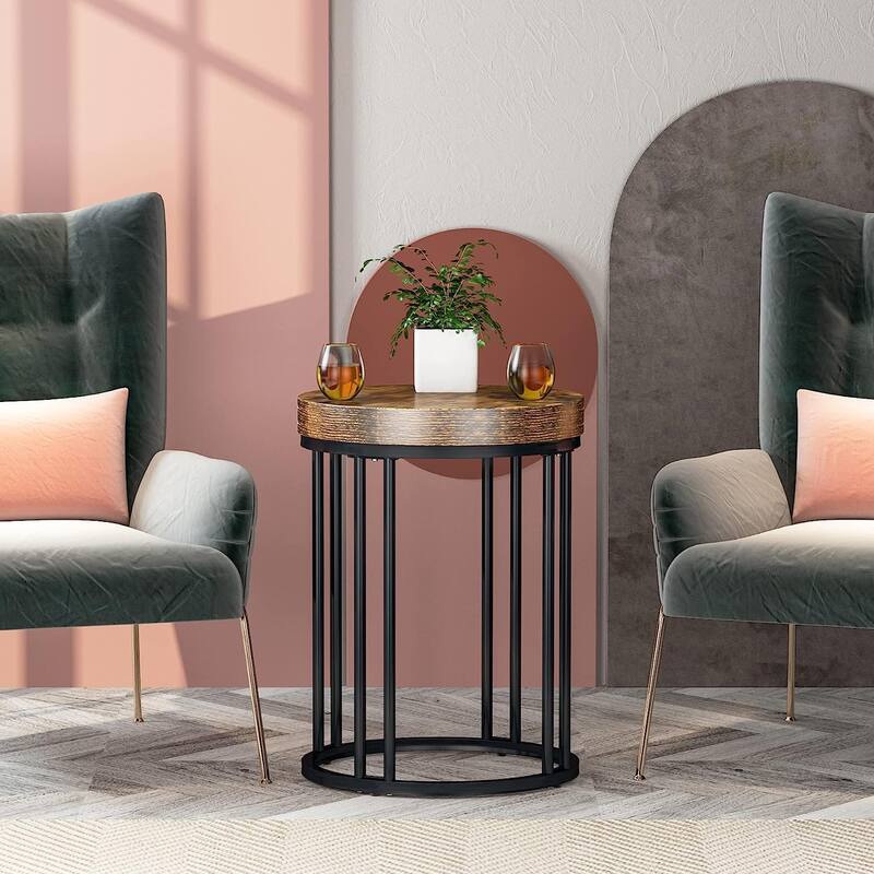 Round Side Table End Table, Modern Nightstand for Living Room Bedroom