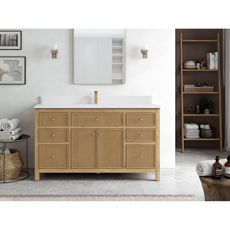 Willow Collections 60 in. W x 22 in. D Sonoma Teak Wood Single Sink Bathroom Vanity with Countertop