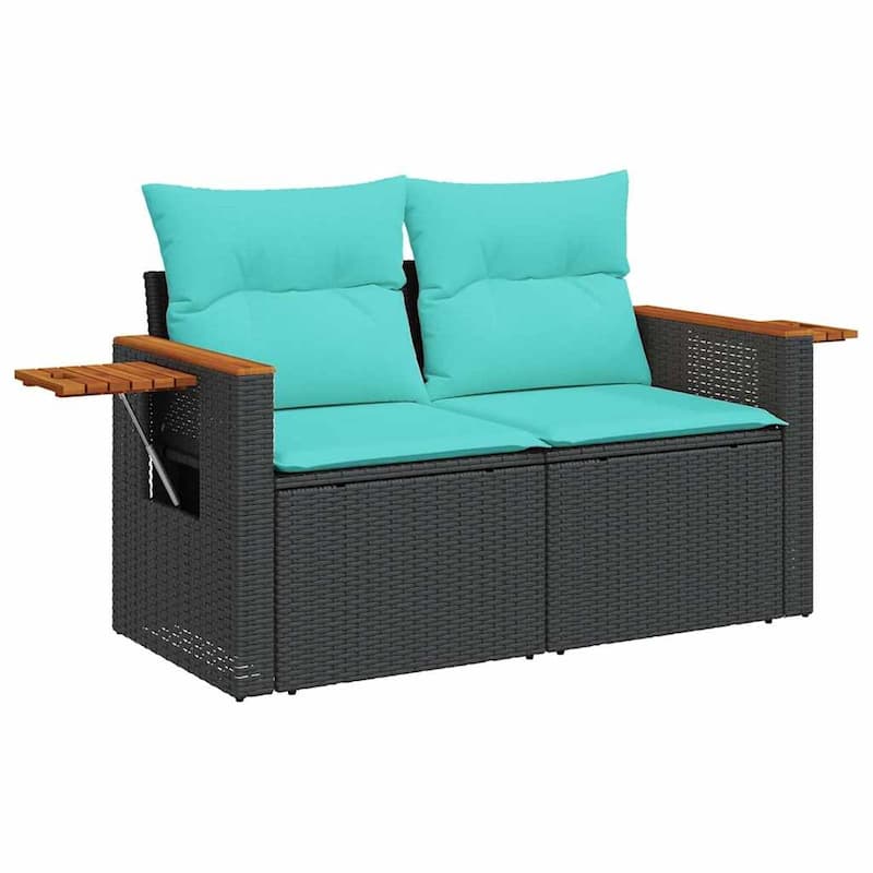 vidaXL Patio Sofa Set with Cushions Outdoor Furniture 7 Piece Poly Rattan