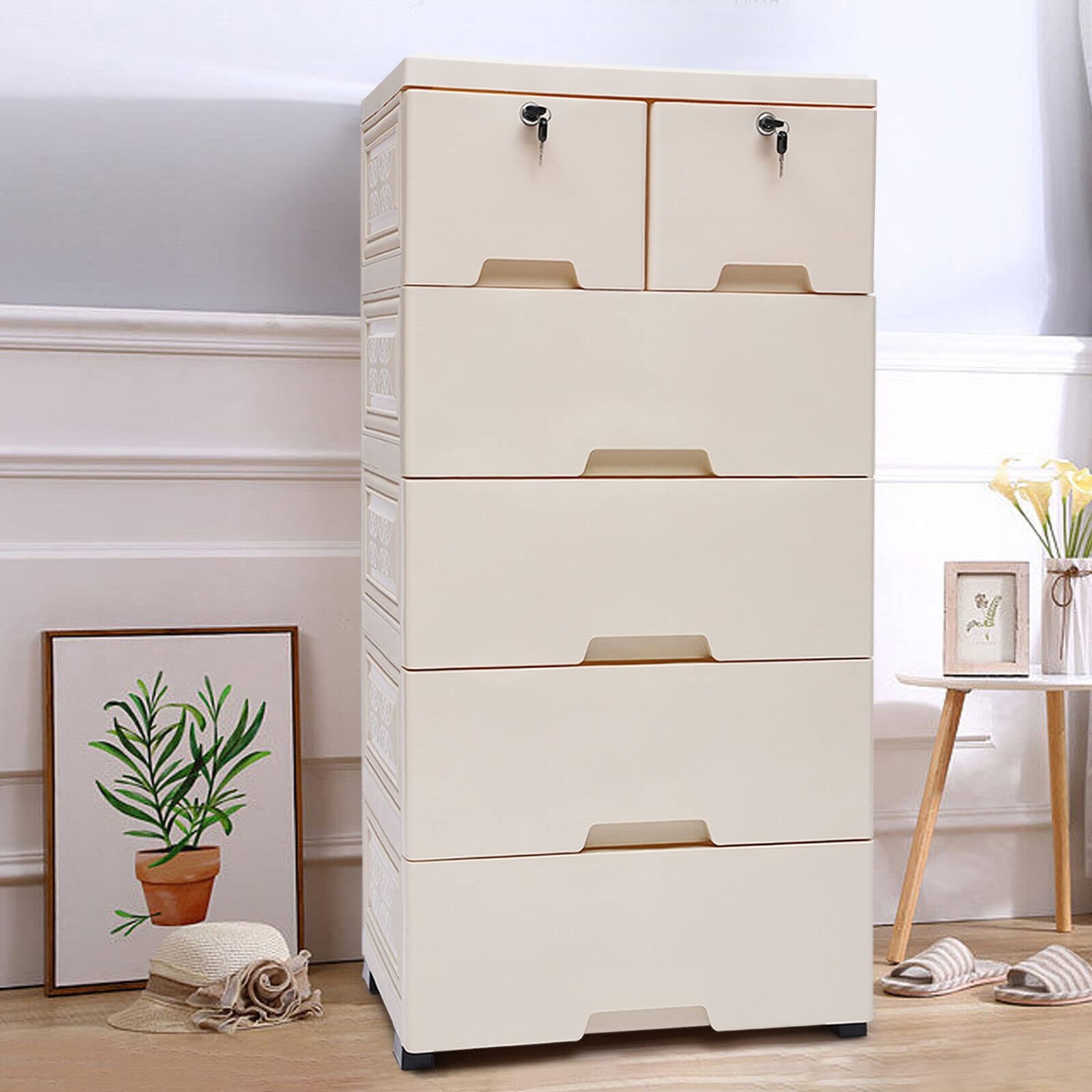 Plastic Drawers Dresser, Storage Cabinet with 6 Drawers, 20