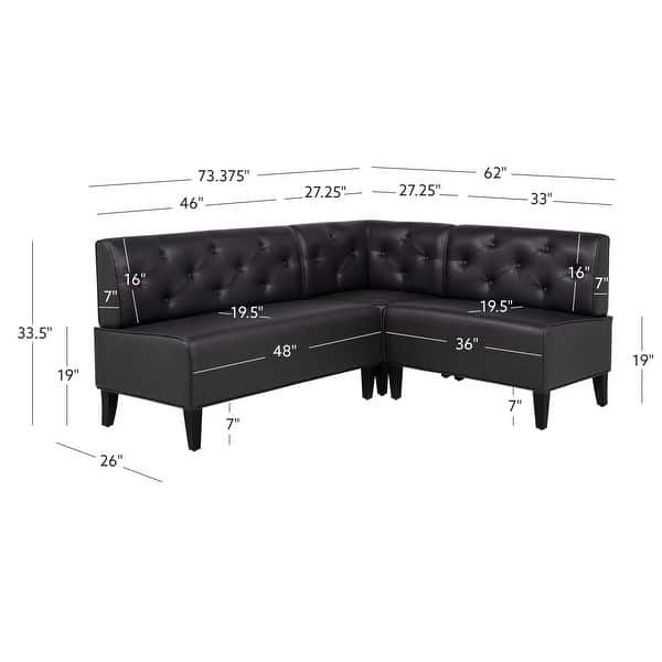 dimension image slide 0 of 2, Allard Upholstered/Faux Leather Modern Farmhouse Nook Bench