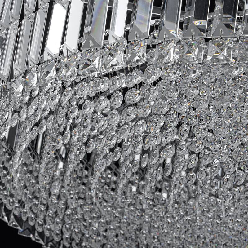 12-Lights Modern Drum Glam Dimmable Crystal Chandelier Round Kitchen Island Light - W31.5"