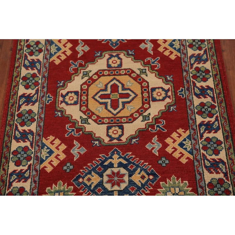 Red Kazak Foyer Rug Hand-Knotted Wool Carpet - 2'9" x 4'0"