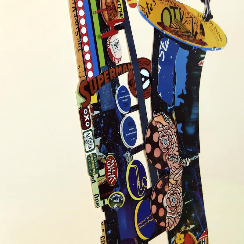 "Saxphone" Dimensional Collage Framed Graphic Art Under Glass Wall Art