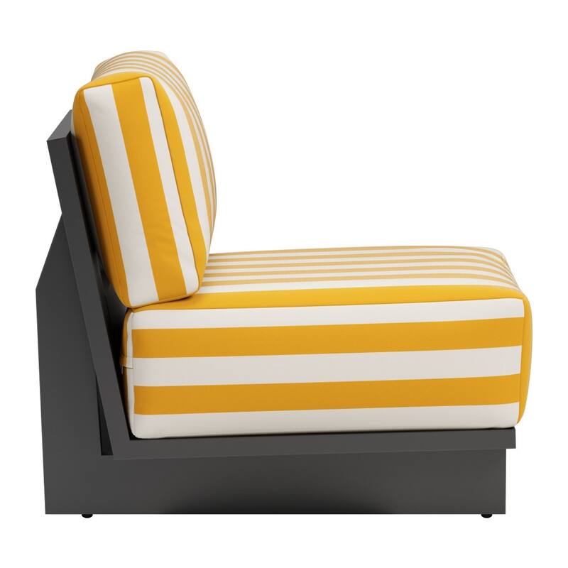 HomeRoots 27" White And Yellow And Black Fabric Striped Side Chair - 27' X '31.5' X '32