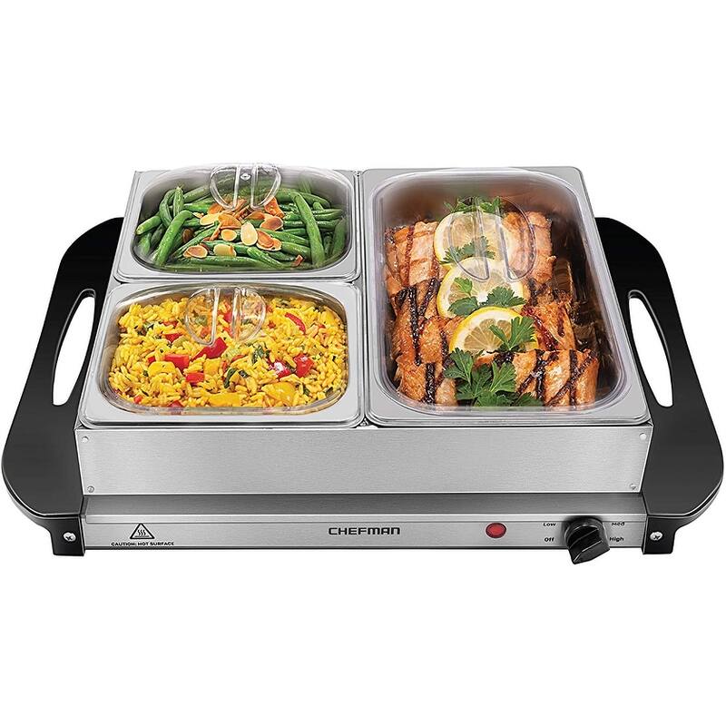 Chefman Electric Buffet Server + Warming Tray, Stainless Steel