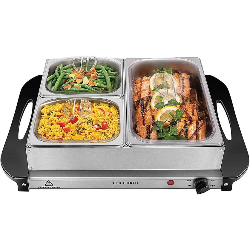 Chefman Electric Buffet Server + Warming Tray, Stainless Steel