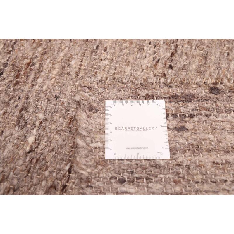 ECARPETGALLERY Flat-Weave Nevada Taupe Wool Kilim - 7'10 x 10'0