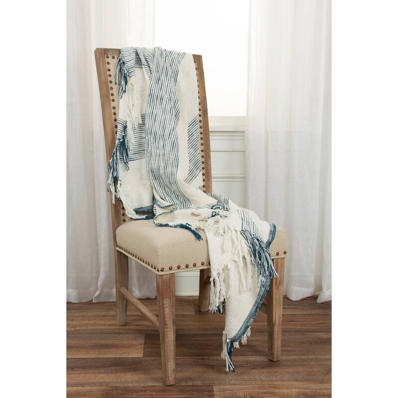 Rizzy Home Boho Stripe Woven Textured Cotton Throw