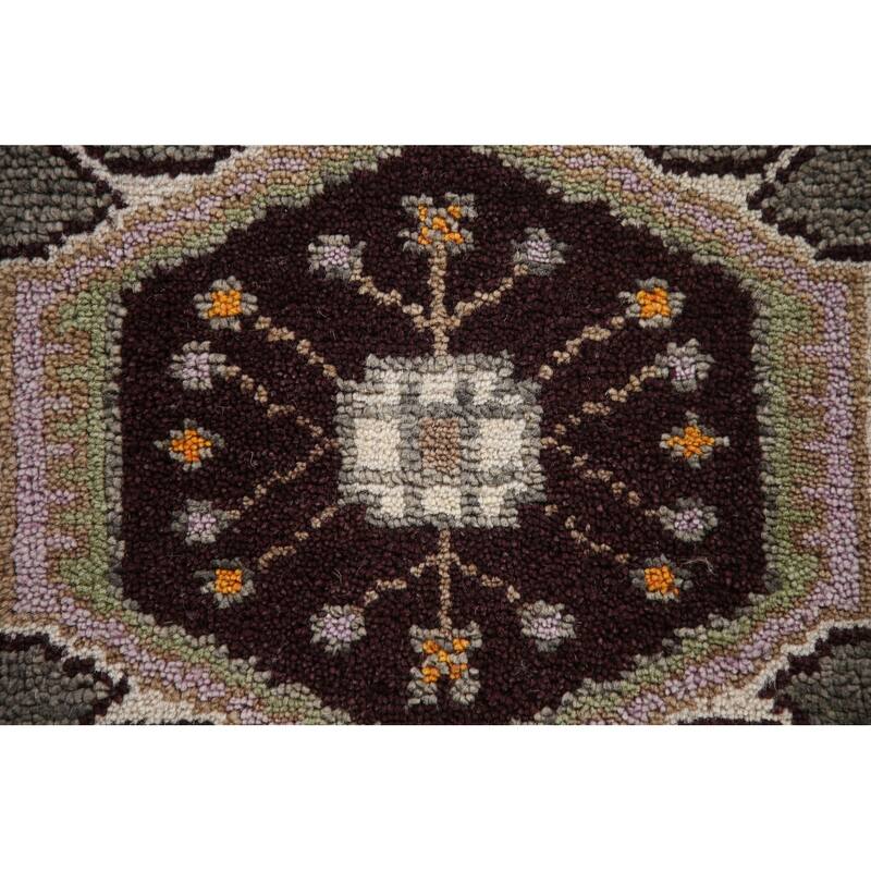 Geometric Grey Kazak Indian Rug Hand-Knotted Wool Carpet - 3'0"x 5'0"
