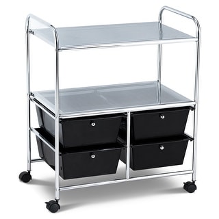 Costway 4Drawer Rolling Storage Cart shelf Scrapbook Paper Office (Black), used for sale  