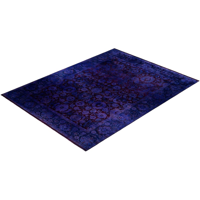 Overdyed One-of-a-Kind Hand-Knotted Area Rug - Purple - 9' 1" x 12' 0"