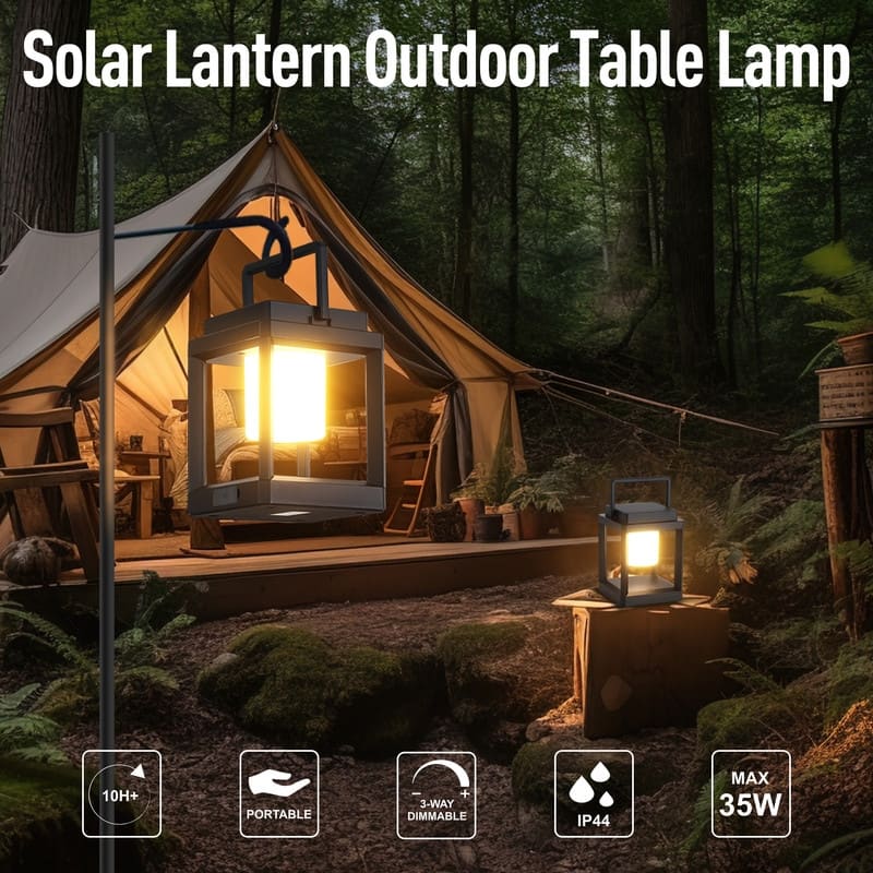 7.4" Outdoor Solar Lantern With LED Light Battery Powered, Durable & Stylish