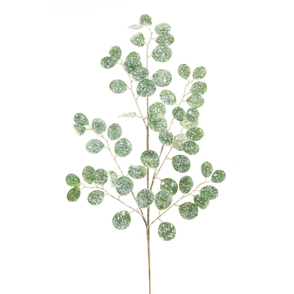Set of 12 Green Glittered Silver Dollar Artificial Christmas Sprays 32"
