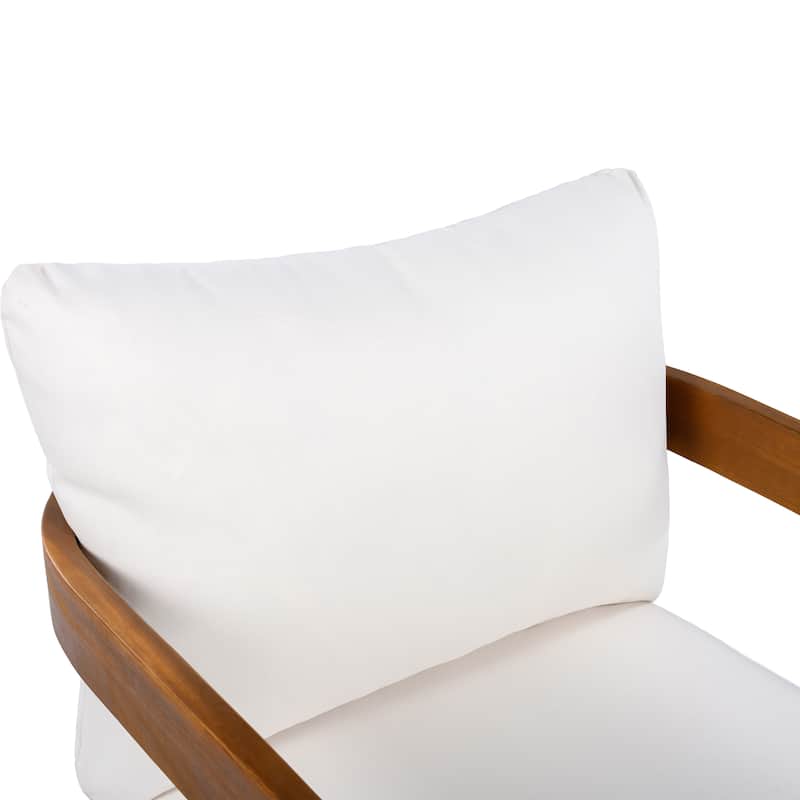 [Set of 2] Premium Acacia Wood Outdoor Club Chair, Curved Tub Design, Water-Resistant Cushions, All-Weather Slat Construction