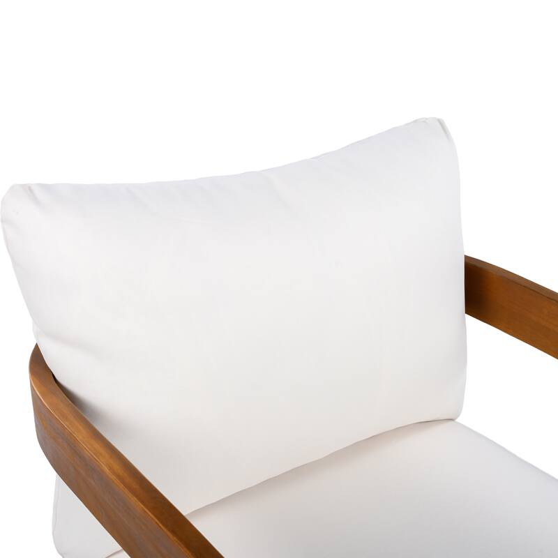 Christopher Knight Home - Orion Acacia Wood Outdoor Club Chair Curved Tub Design with Cushion