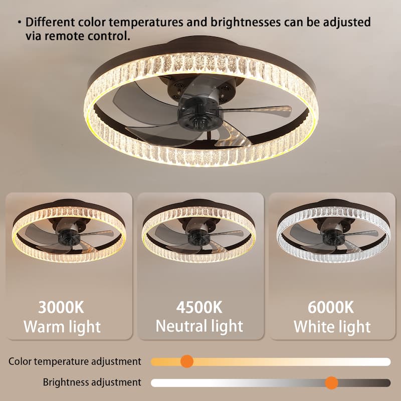 Modern Ceiling Fan Light with Adjustable Color Temperature and Remote Control, 6 Wind Speeds for Bedroom and Living Room