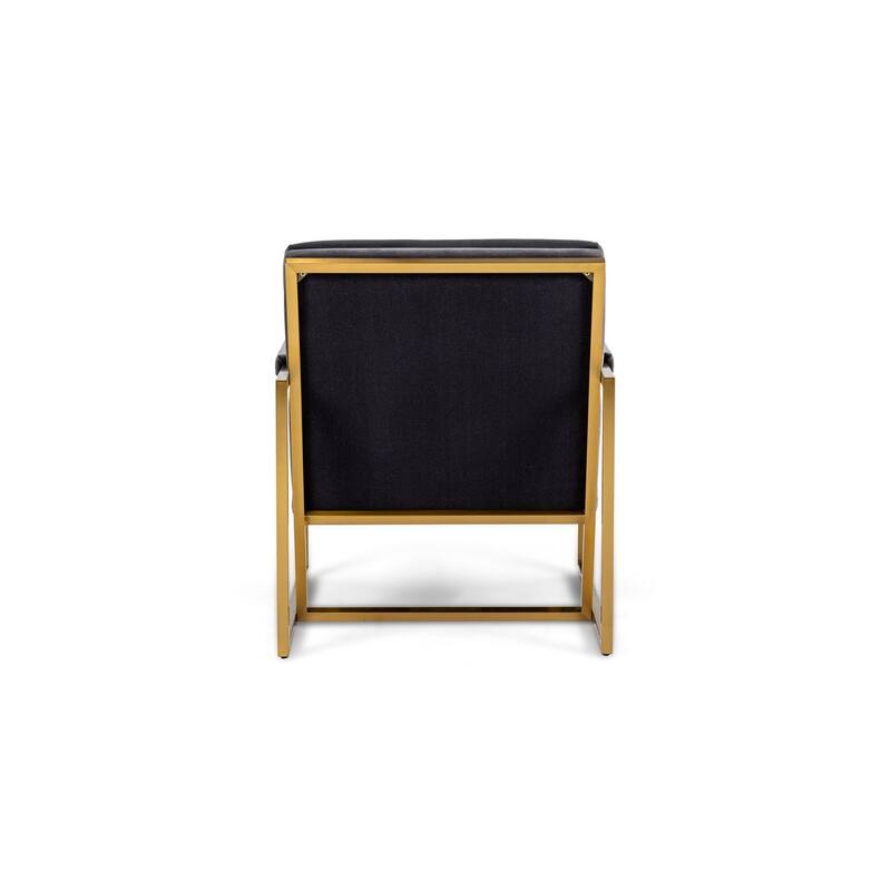 Modrest Anton Modern Grey Velvet & Brass Accent Chair