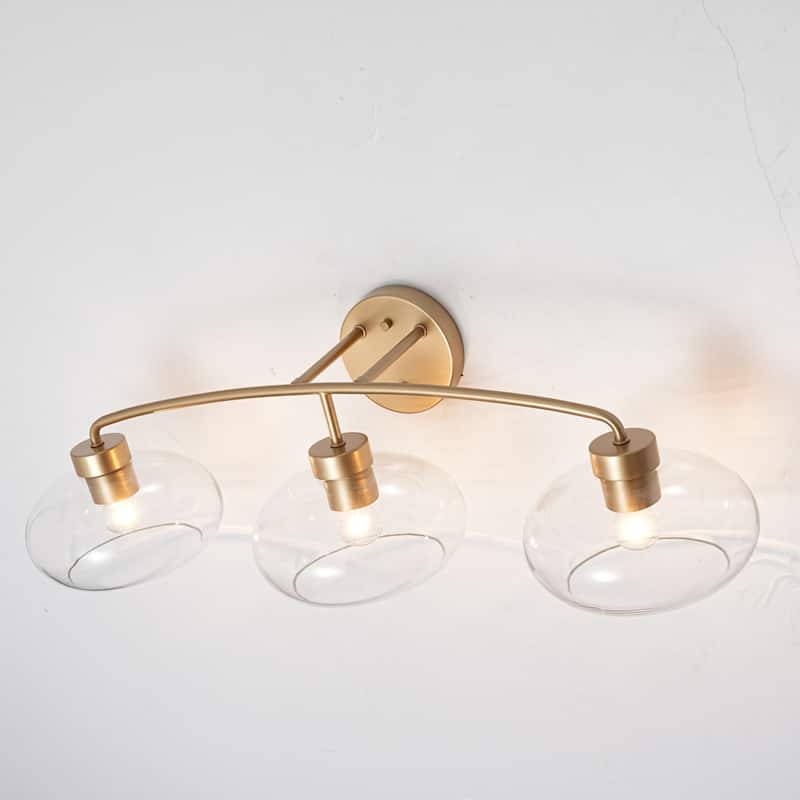 3-Light Modern Glam Brass & Clear Glass Vanity Light for Bathroom - 3 Light - Gold - 3 Light