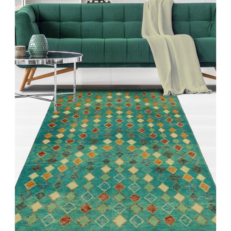 Balochi Adham Green/Ivory Rug - 3'3" x 4'10"